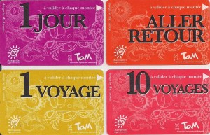 Tickets Christian Lacroix pour le réseau de tramways de Montpellier (avril 2012)