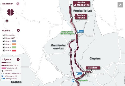 Variantes L5 vers Prades-le-Lez