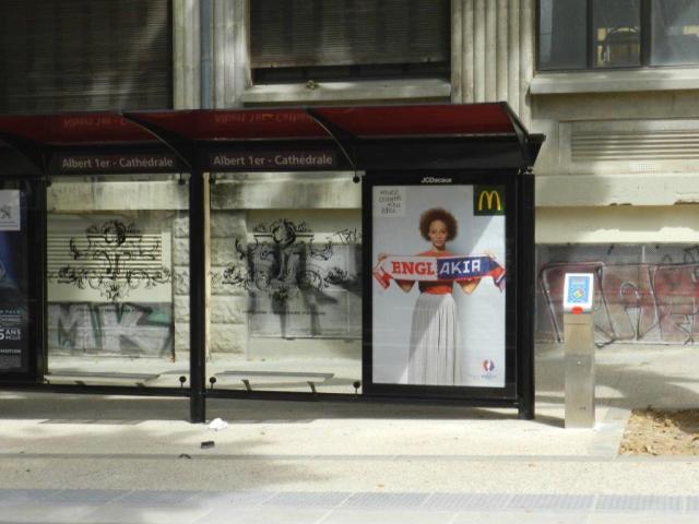 Un des quatre valideurs de quai bien inutiles de la future station "Albert 1er - Cathédrale" photographié le lundi 20 juin 2016. Copyright : Anje34