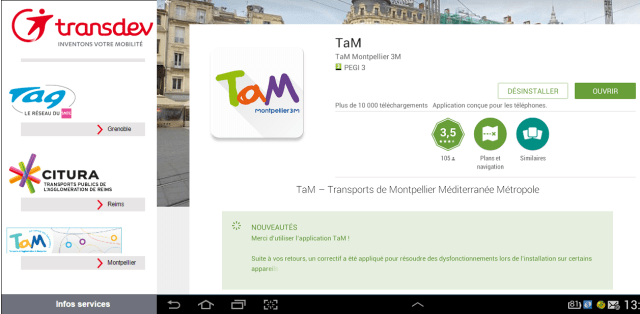 A partir du lien transinfomobile.cityway.fr, le lien tam.mobitrans.fr ne répond plus. Les possesseurs d'un terminal Android ou iOs peuvent télécharger l'application gratuite TaM, s'ils ne l'ont pas encore fait. Montage photo du samedi 15 octobre 2016 signé Edouard Paris